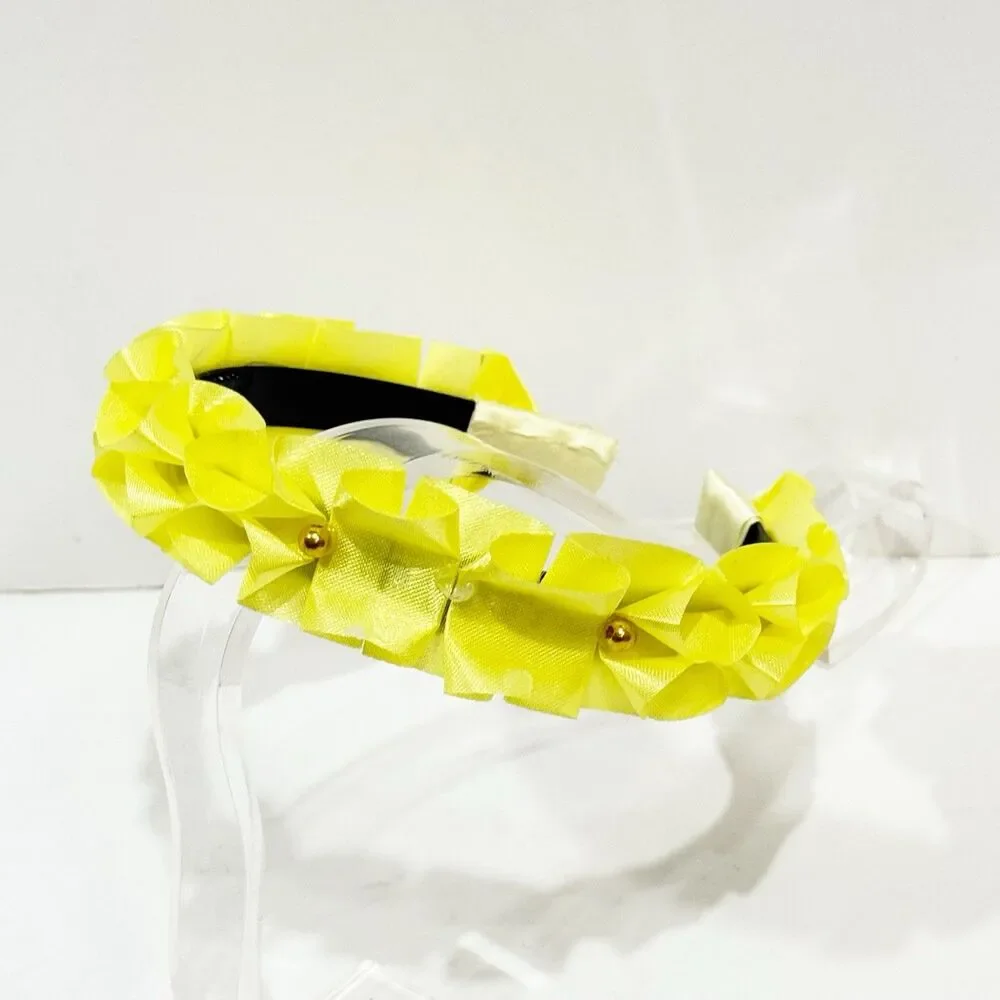 New Headband Yellow with decorative flowers for girls